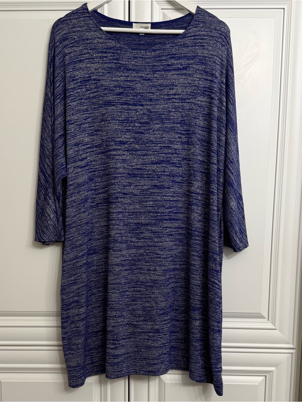 Wilfred Free Size Large Marled Blue and White Space-Dye Soft Knit Tunic Dress